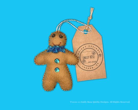 Gingerbread man Blue Glitter